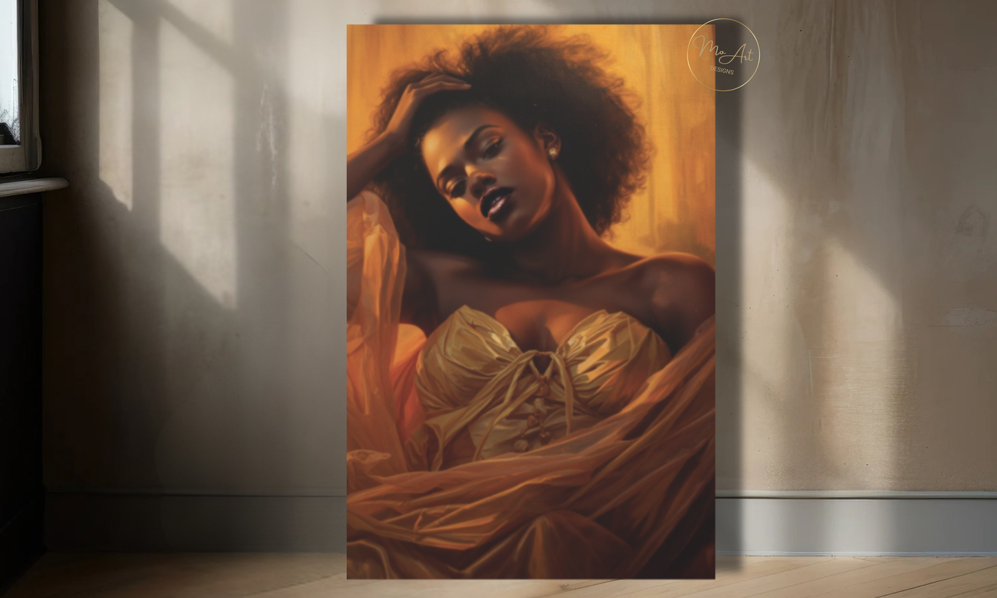 Golden Seduction – Black Woman Wall Art / Canvas Print