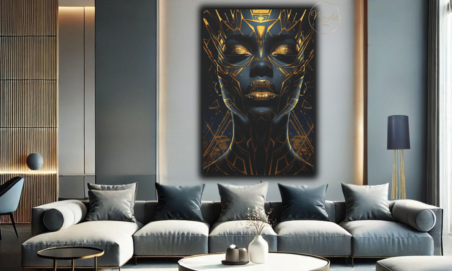 Black & Gold Woman Wall Art – Divine Authority / Canvas Print