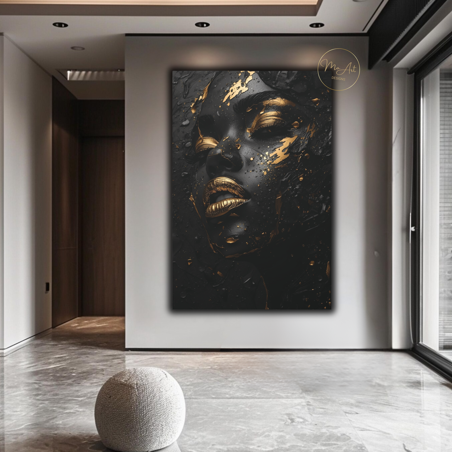 Black & Gold Woman Wall Art – Midnight Seduction in Gold (Digital Download)