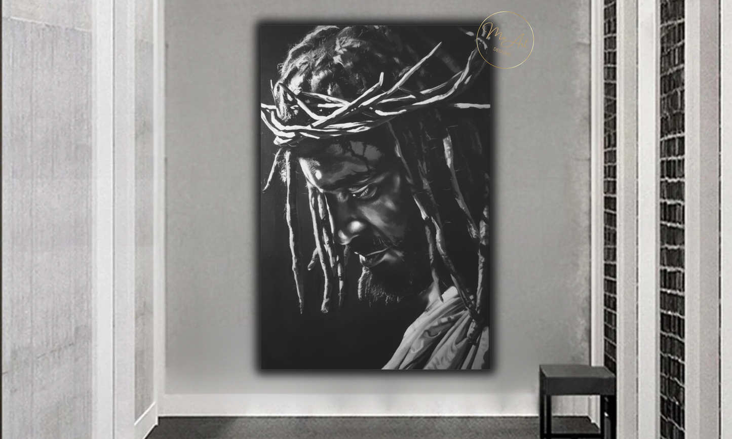 Black Jesus - Crown of Thorns Wall Art / Canvas Print
