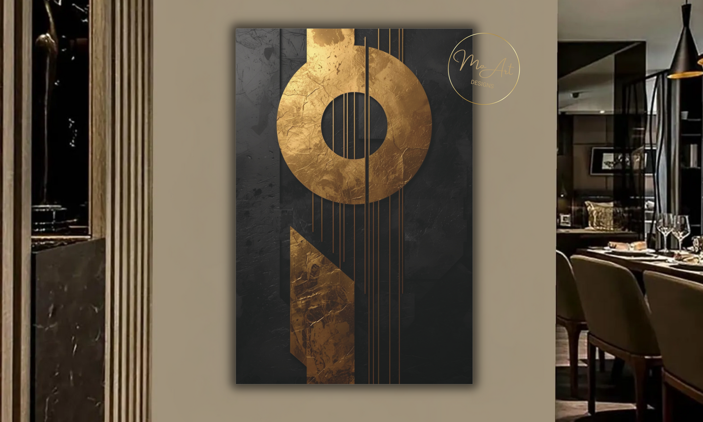Gold & Black Geometric Canvas Wall Art