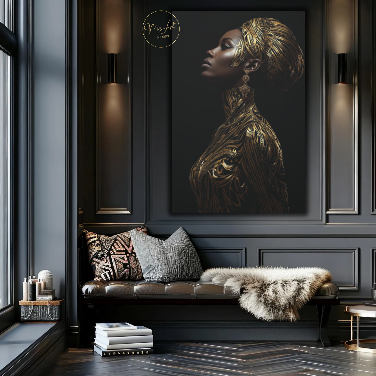Black & Gold Woman Wall Art – Gilded Grace (Digital Download)