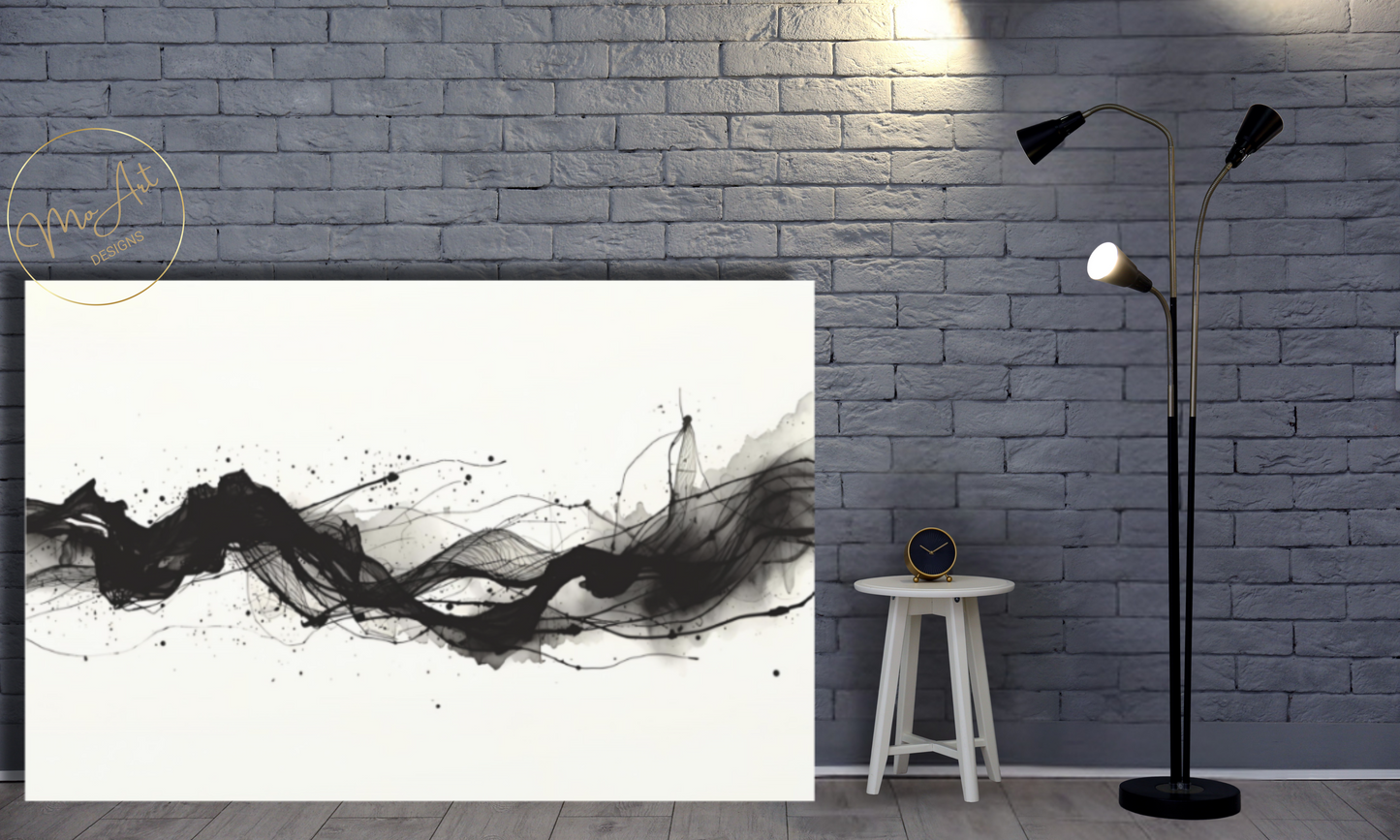 Abstract Black & White Minimalist Canvas Art