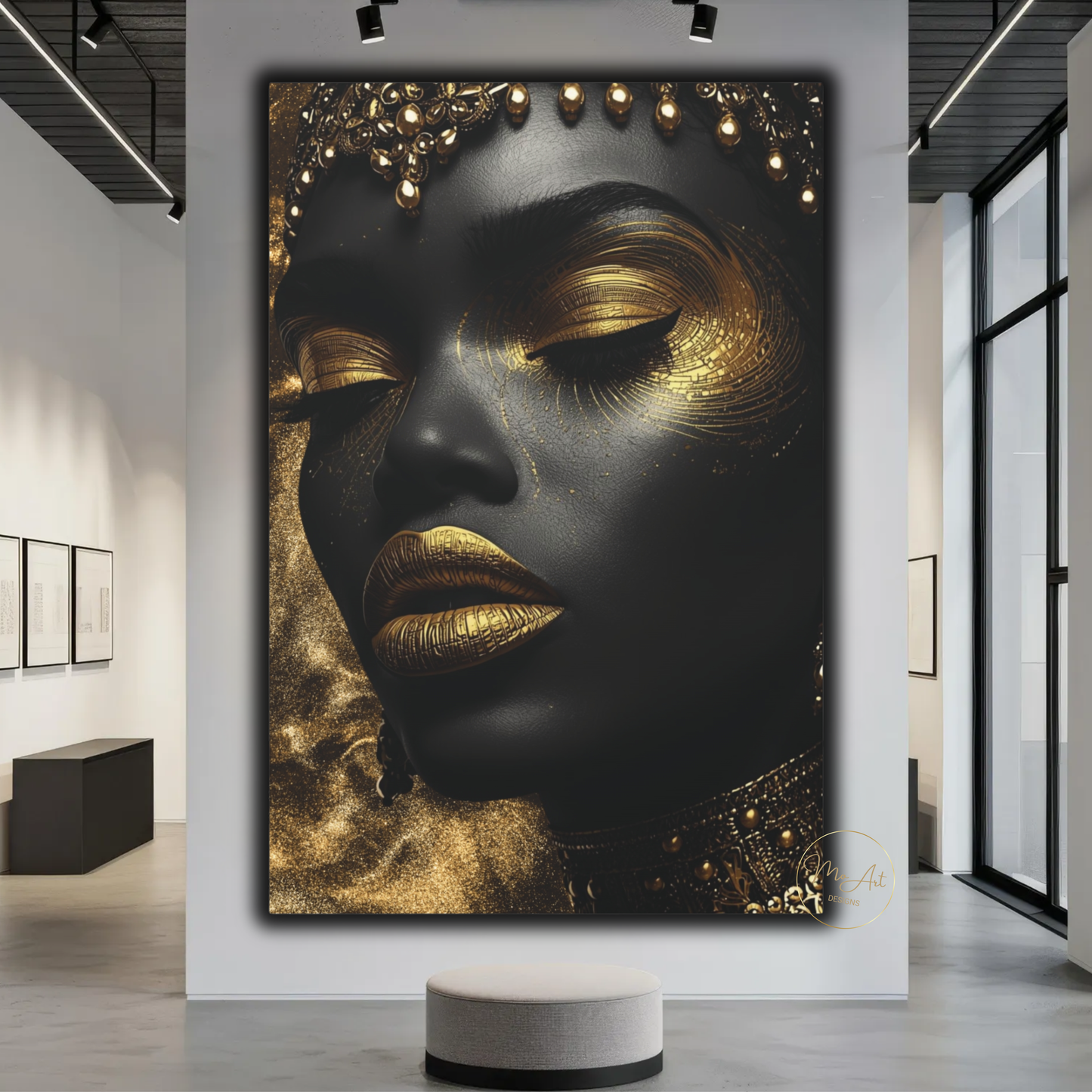Black Woman Wall Art – Essence of Gold | Black & Gold Luxury Afrocentric Canvas Print