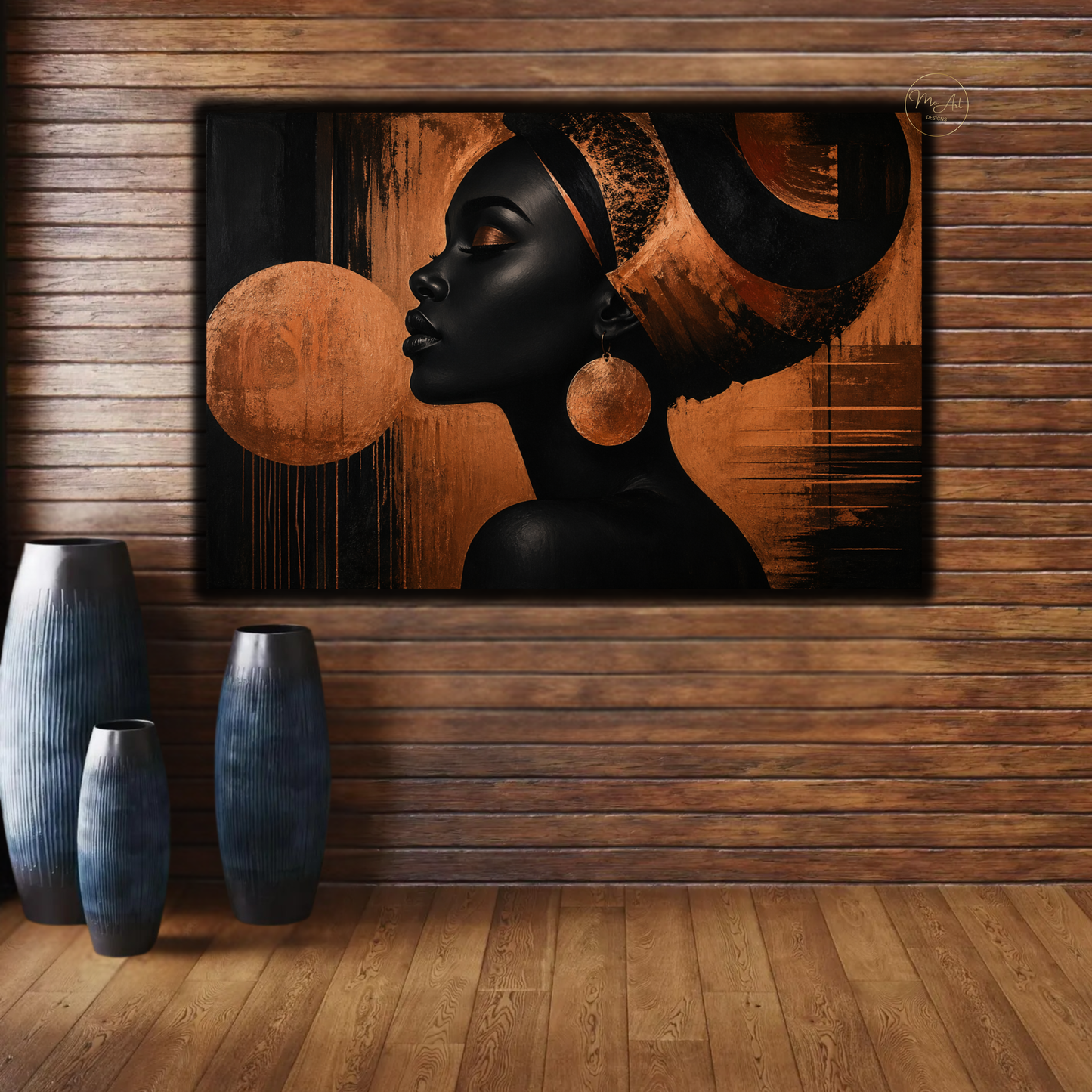 Black Woman Wall Art - Soulful Queen in Copper & Black Canvas Print