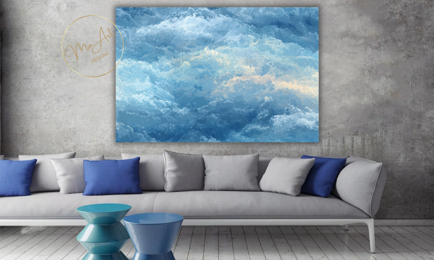 Abstract Blue Clouds Canvas Wall Art