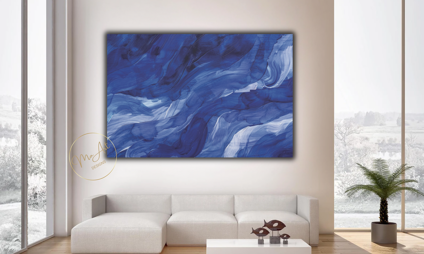 Currents of Blue Serenity – Abstract Canvas Art