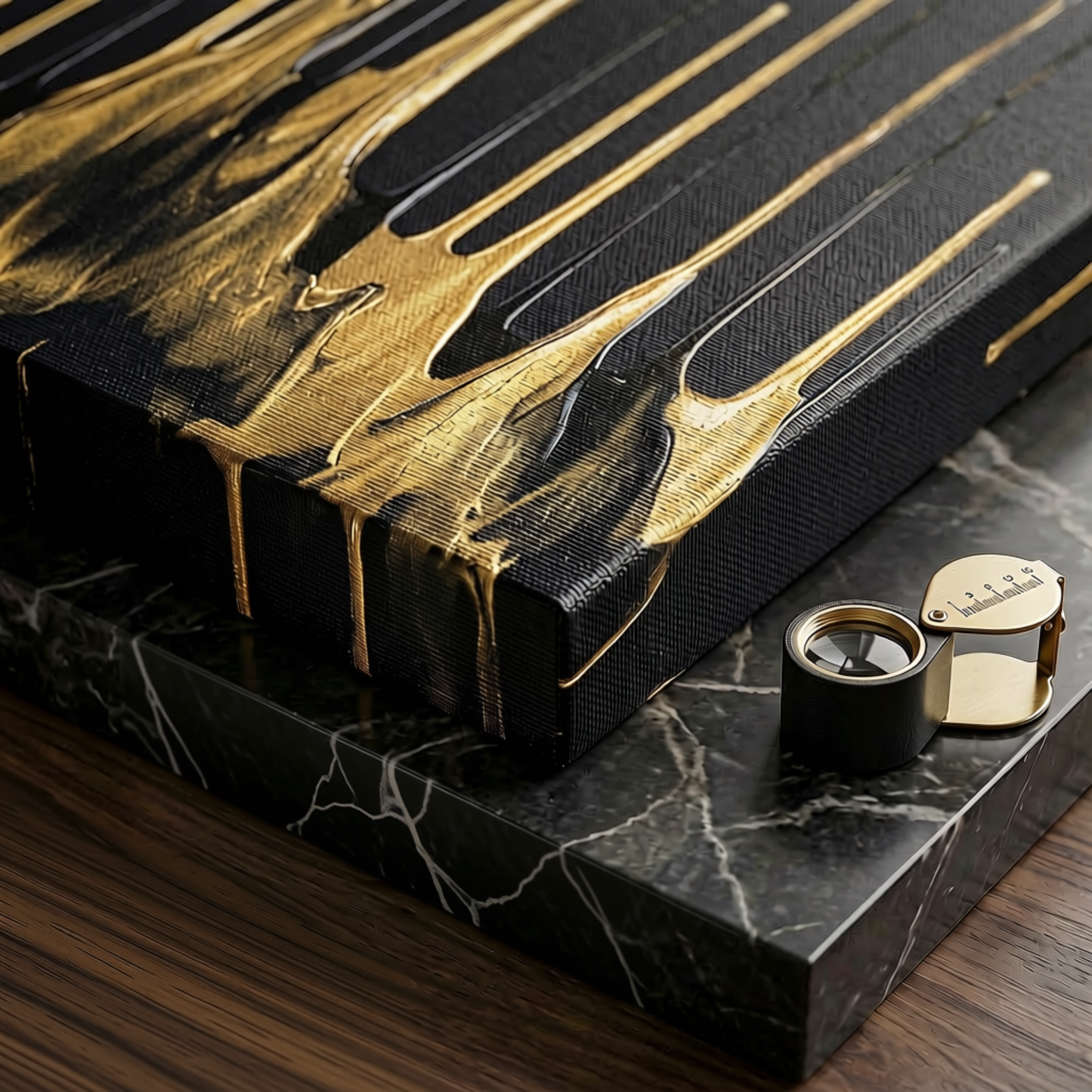 Abstract Modern Gold & Black Drip Canvas Print | Luxury Home Wall Decor