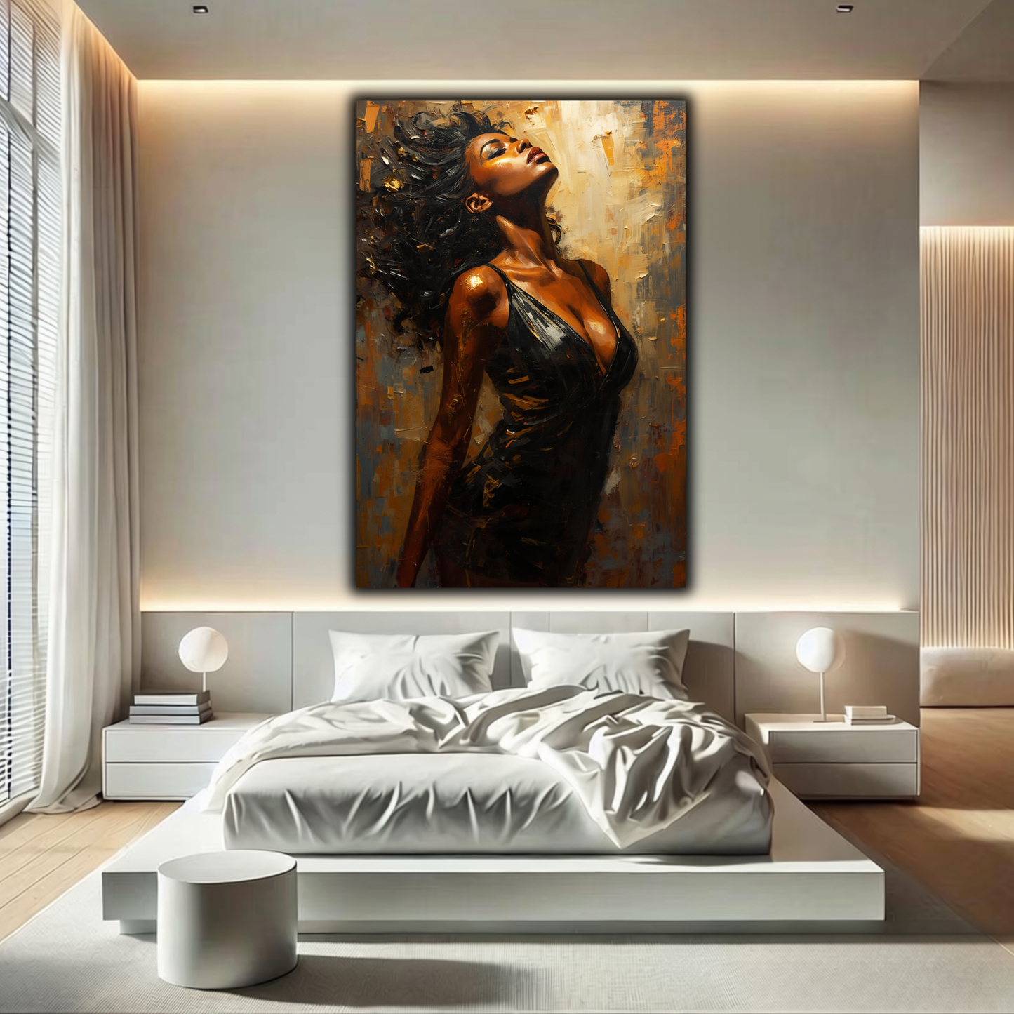Black Woman Wall Art - Seductive Afrocentric Woman Canvas Print | Luxury Abstract Portrait