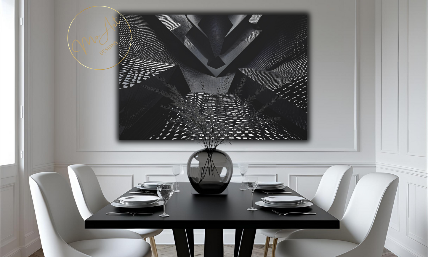 Black Futuristic Abstract  Canvas Wall Art
