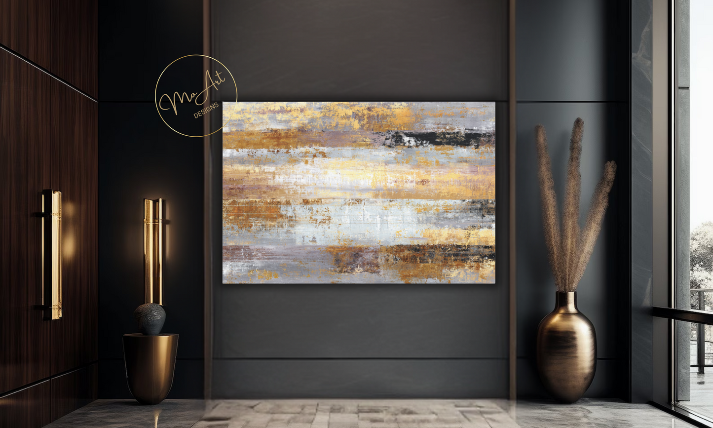 Abstract Gold, Brown, Gray and Black Canvas Wall Art