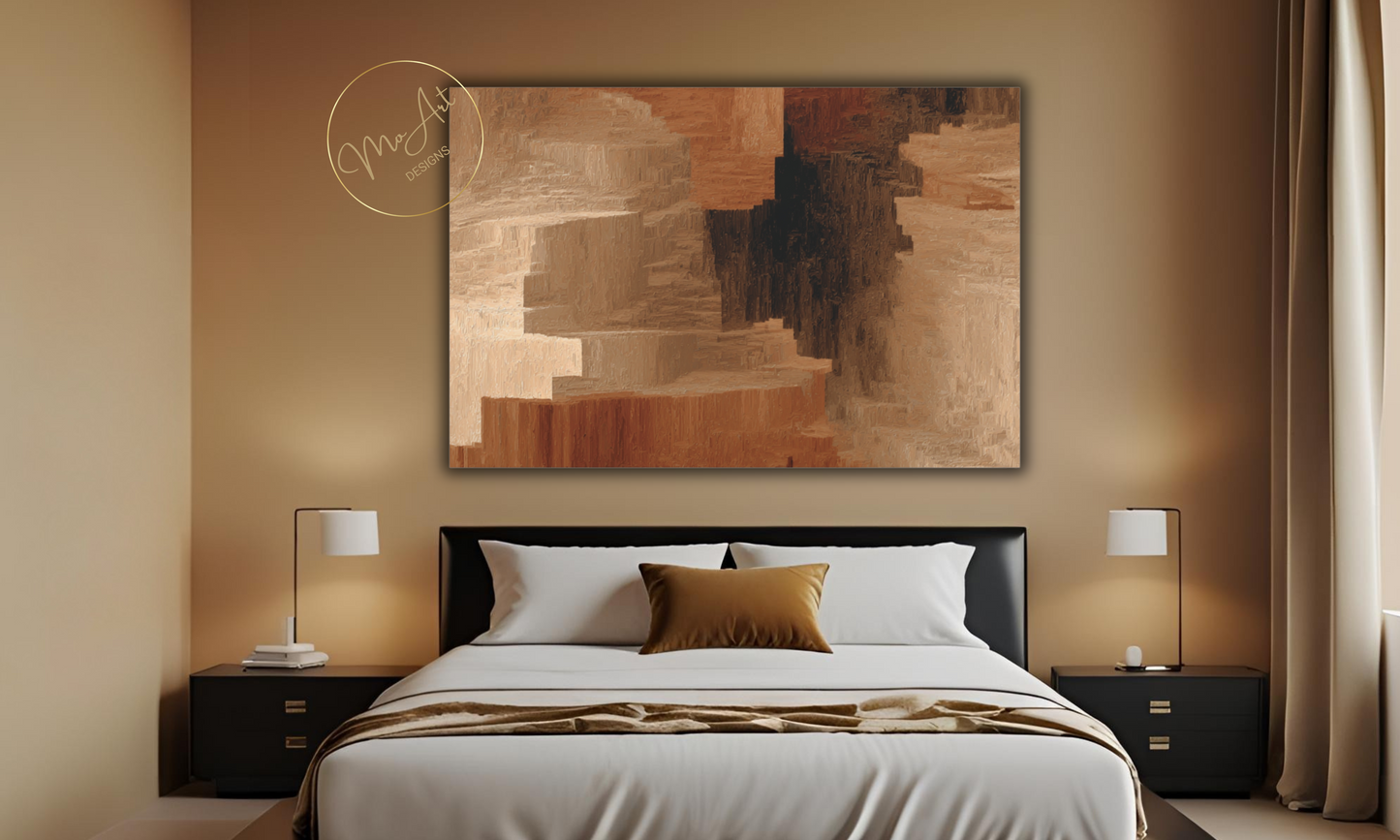 Modern Brown and Beige Abstract Canvas Wall Art