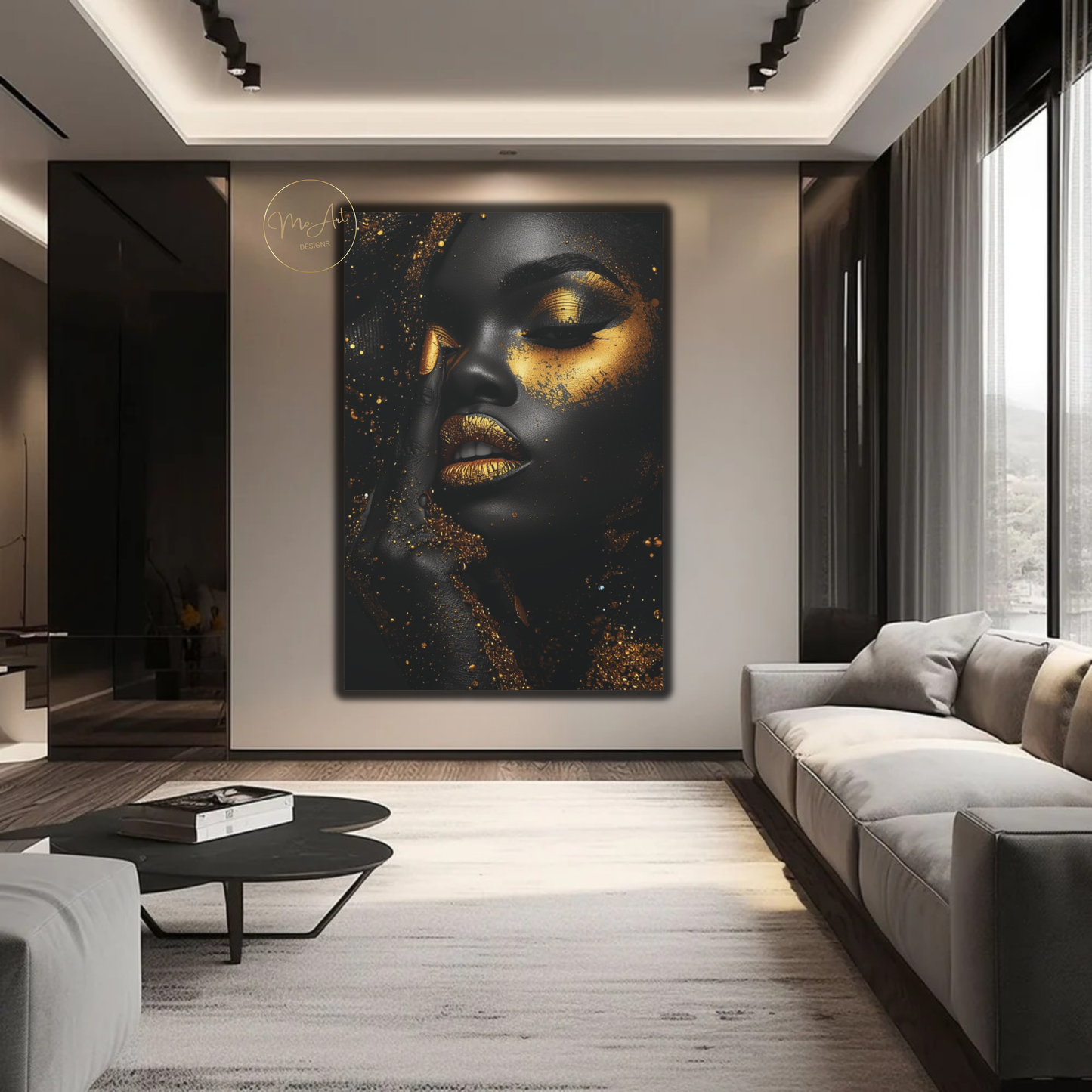Black Woman Wall Art – Gilded Attitude in Black & Gold | Luxury Modern Canvas Print