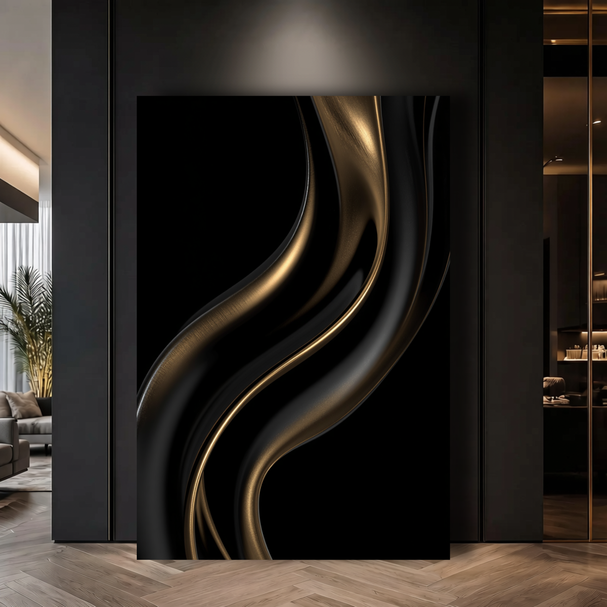 Black and Gold Abstract Wall Art | Modern Luxury Canvas Print for Home Decor