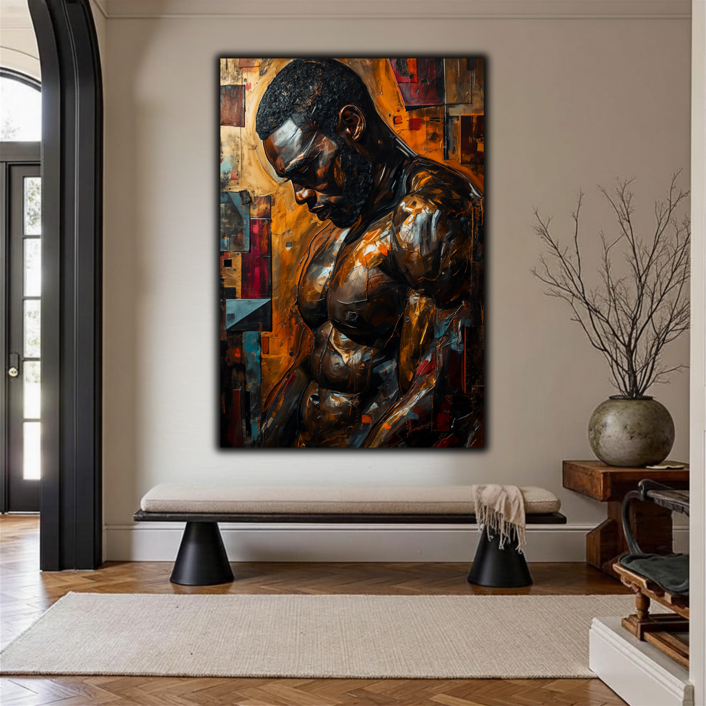 Black Man Wall Art | Abstract Colorful African American Canvas Print | Modern Home Decor