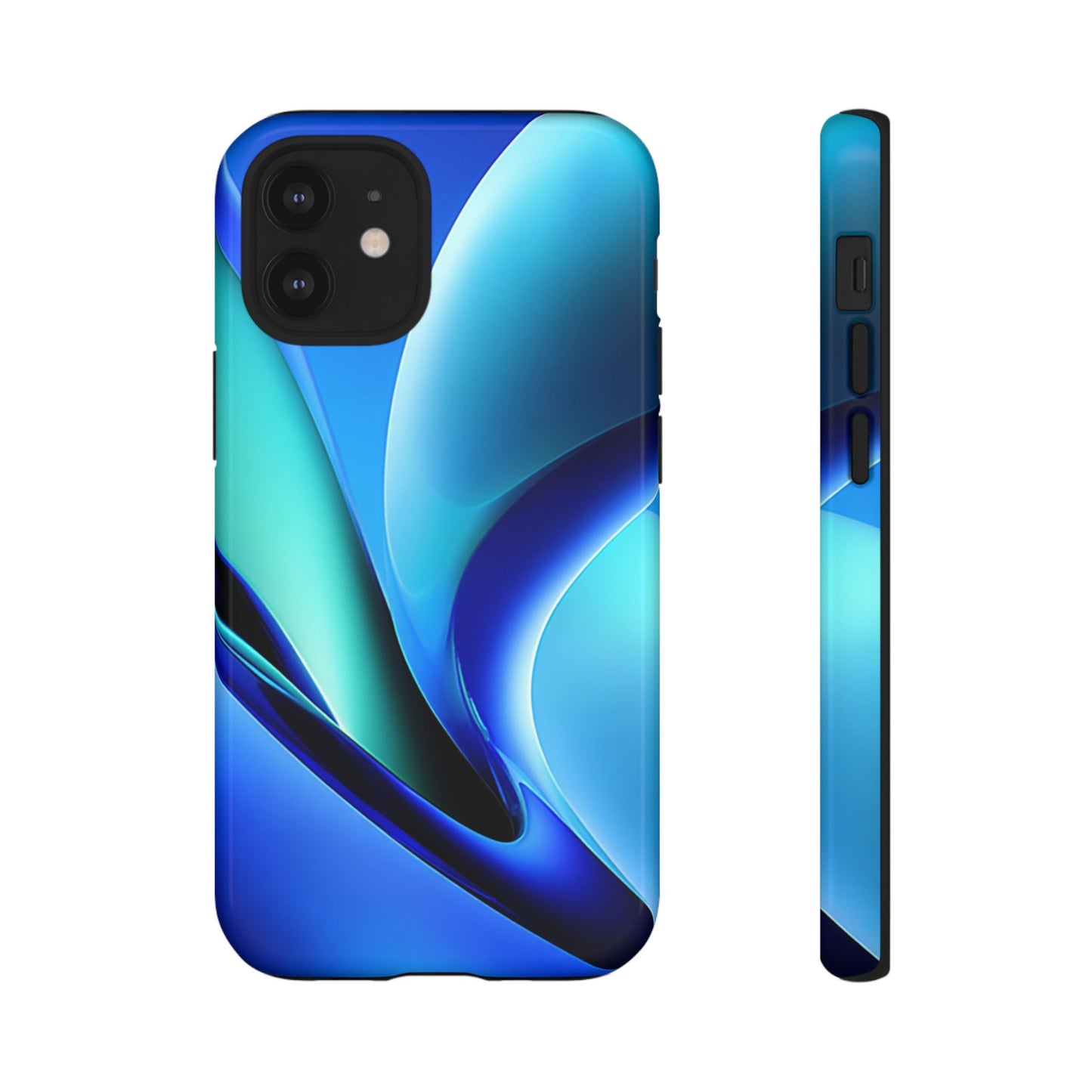 Abstract Blue/Turquoise Tough Phone Case – Compatible with iPhone & Samsung
