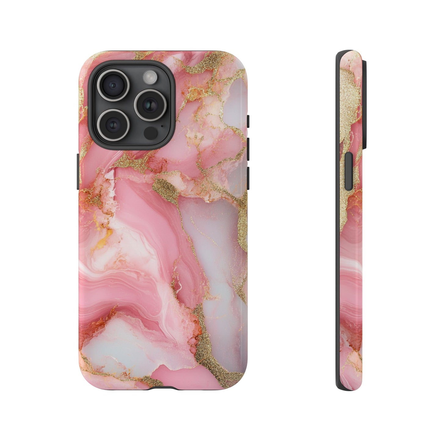 Pink and Gold Marbled Tough Phone Case, iPhone Case, Samsung Case