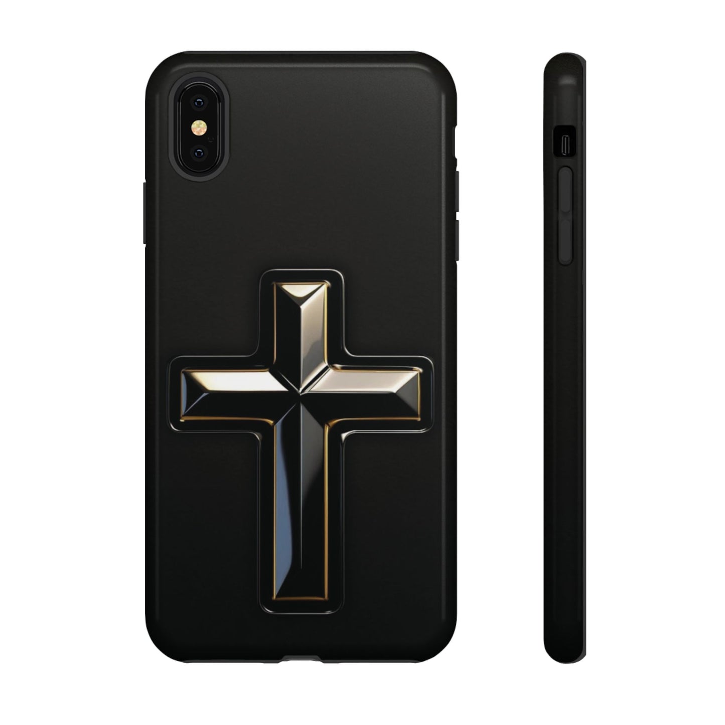 Black and Gold Cross Tough Phone Case – Compatible with iPhone & Samsung
