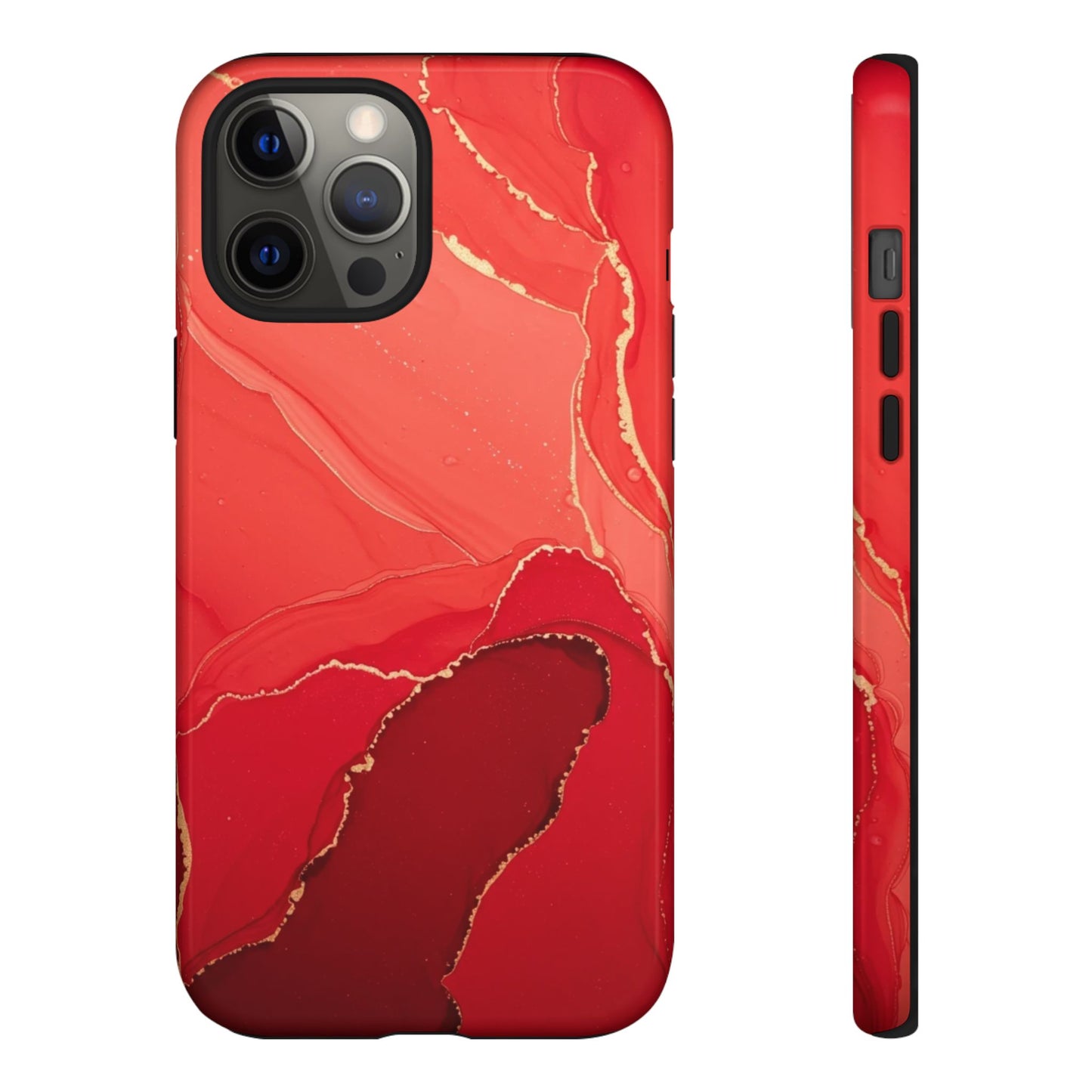 Red & Gold Marble Design - Tough Phone Case - iPhone or Samsung Phones
