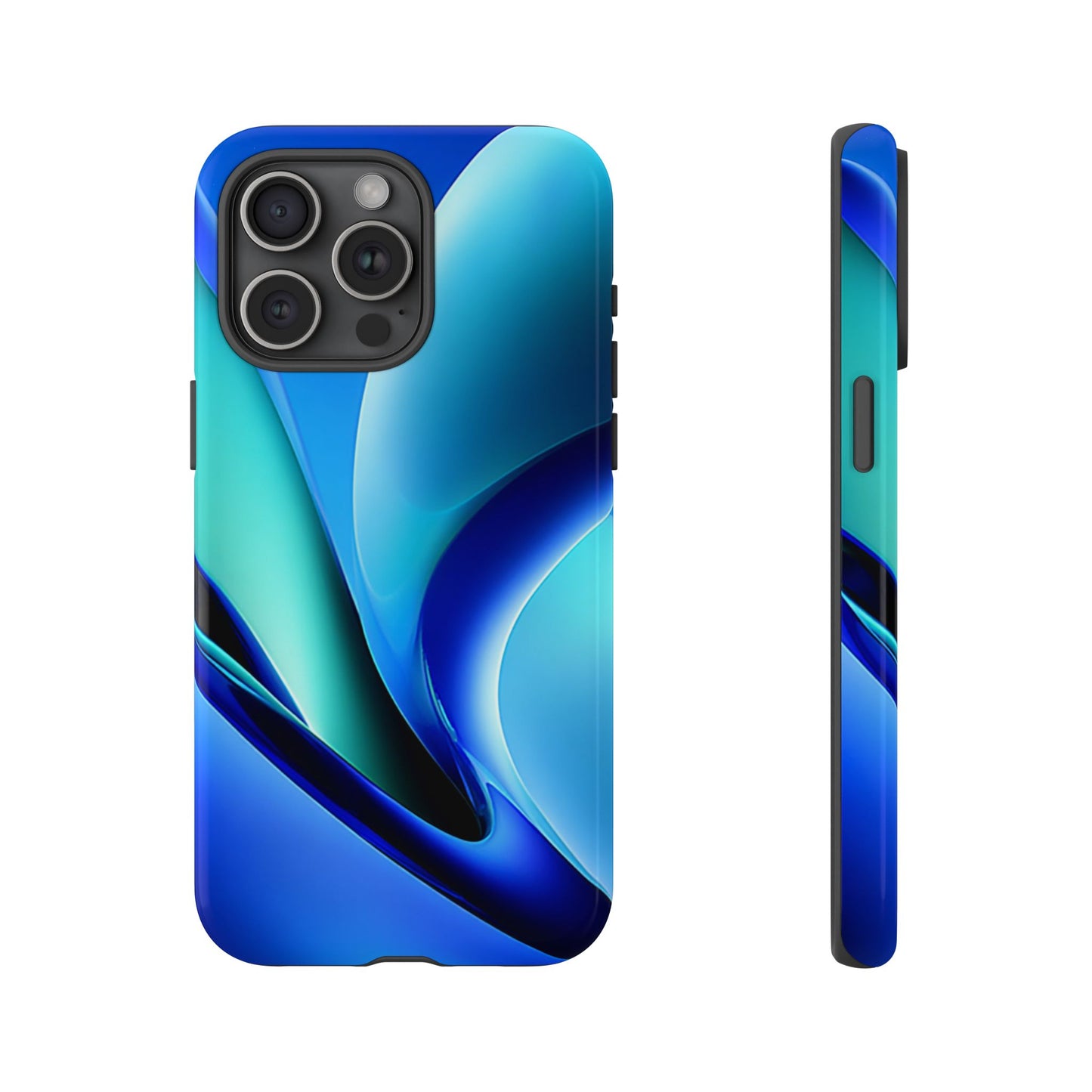 Abstract Blue/Turquoise Tough Phone Case – Compatible with iPhone & Samsung