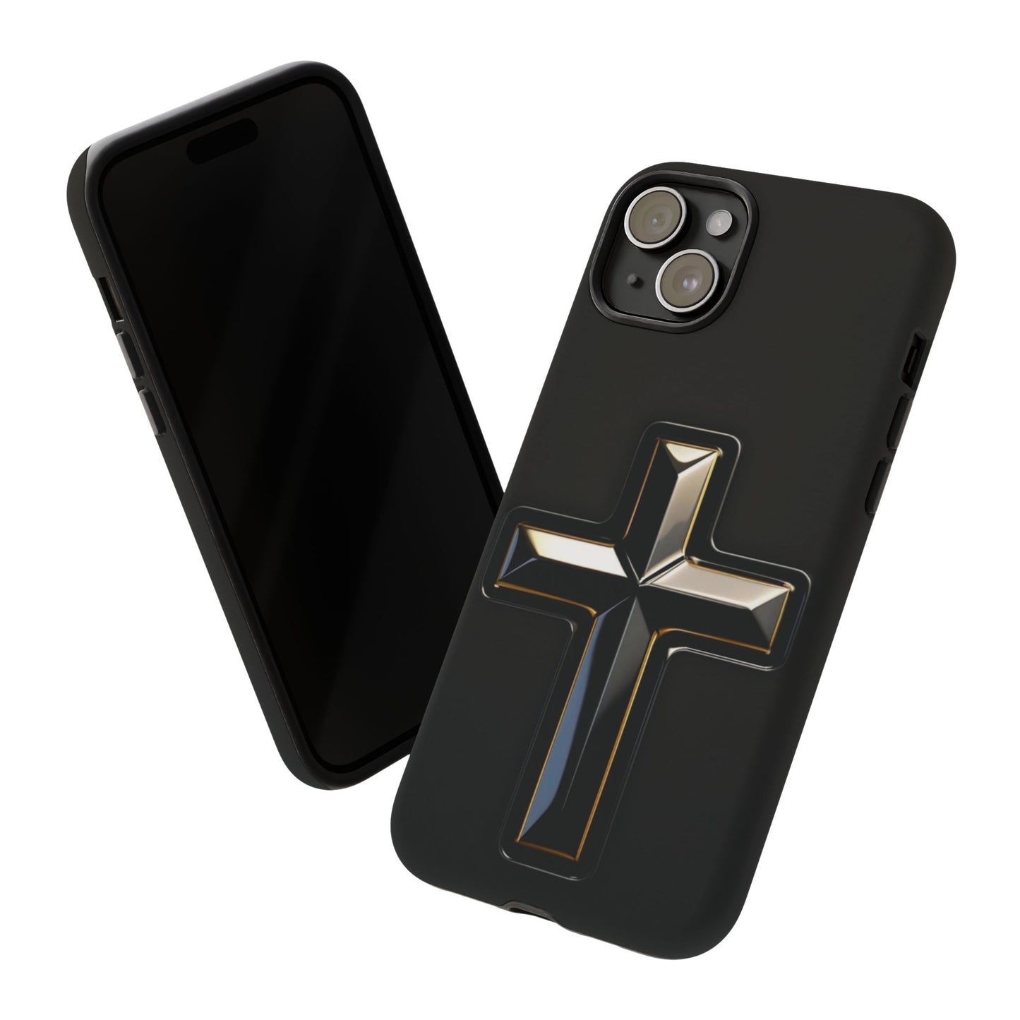 Black and Gold Cross Tough Phone Case – Compatible with iPhone & Samsung