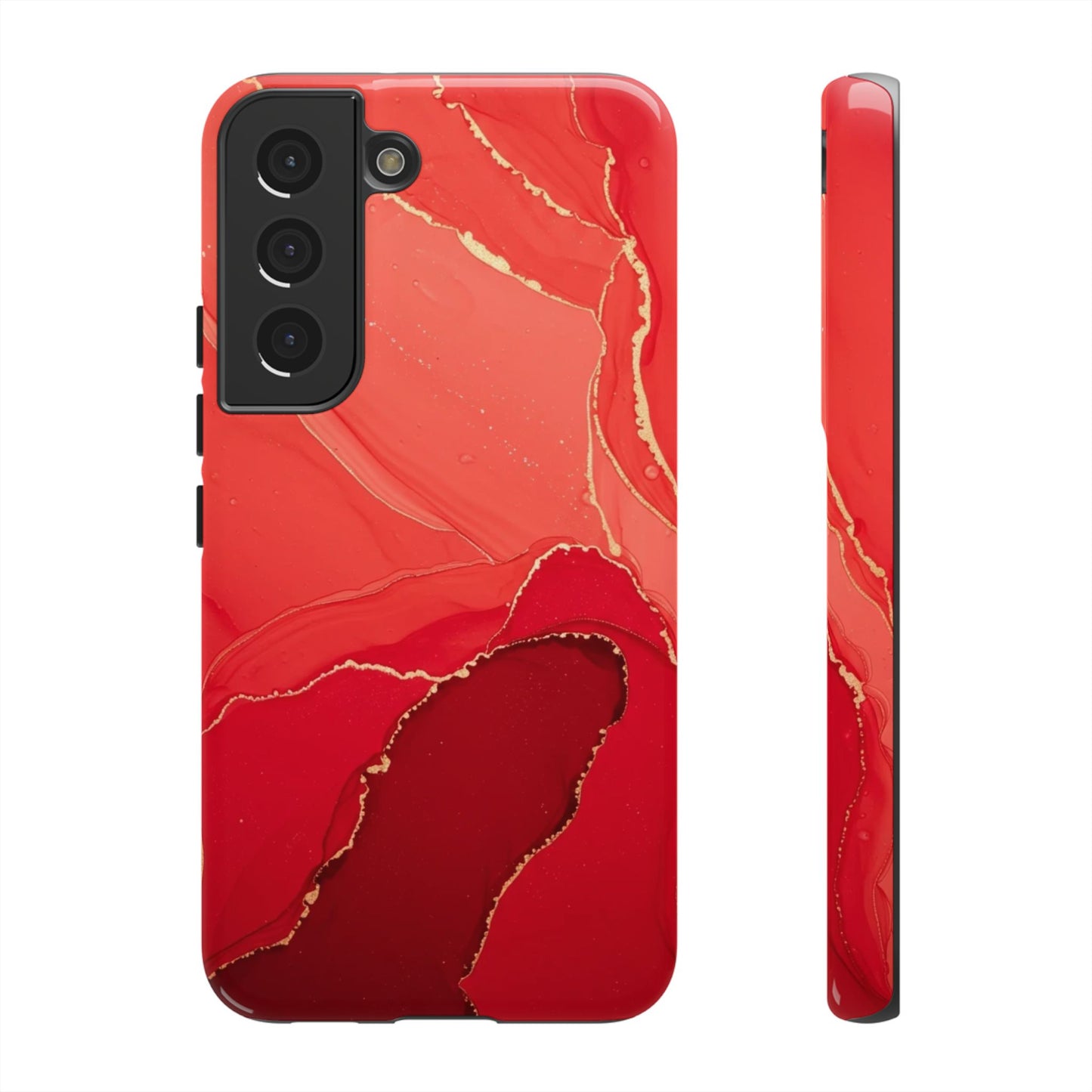 Red & Gold Marble Design - Tough Phone Case - iPhone or Samsung Phones