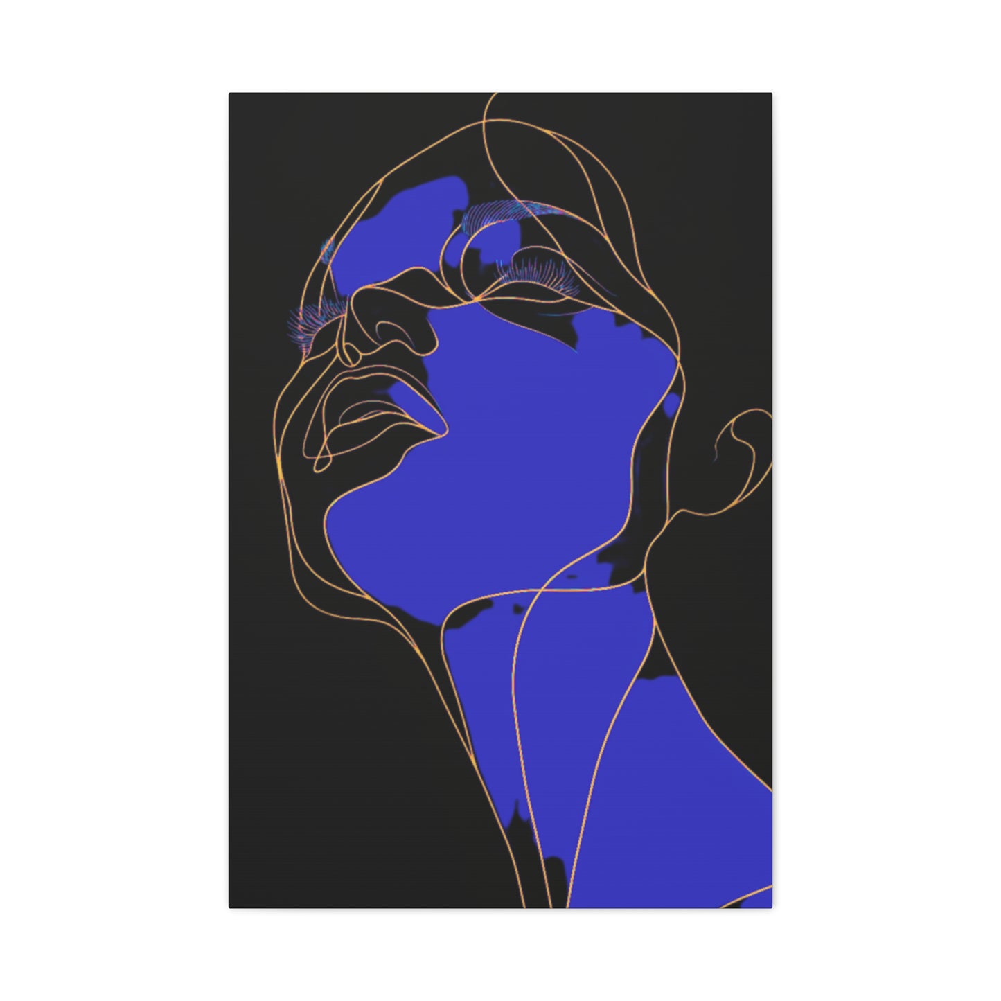 Canvas Art Print, Abstract Woman in Blue, Gold and Black