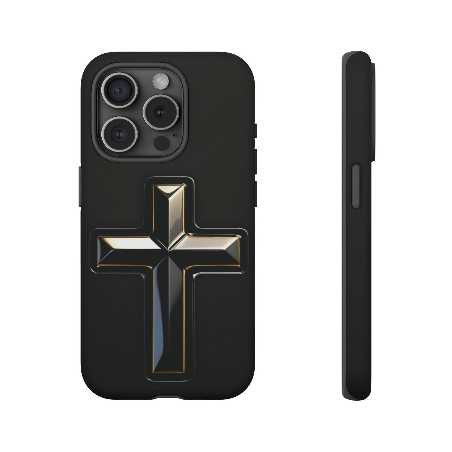 Black and Gold Cross Tough Phone Case – Compatible with iPhone & Samsung