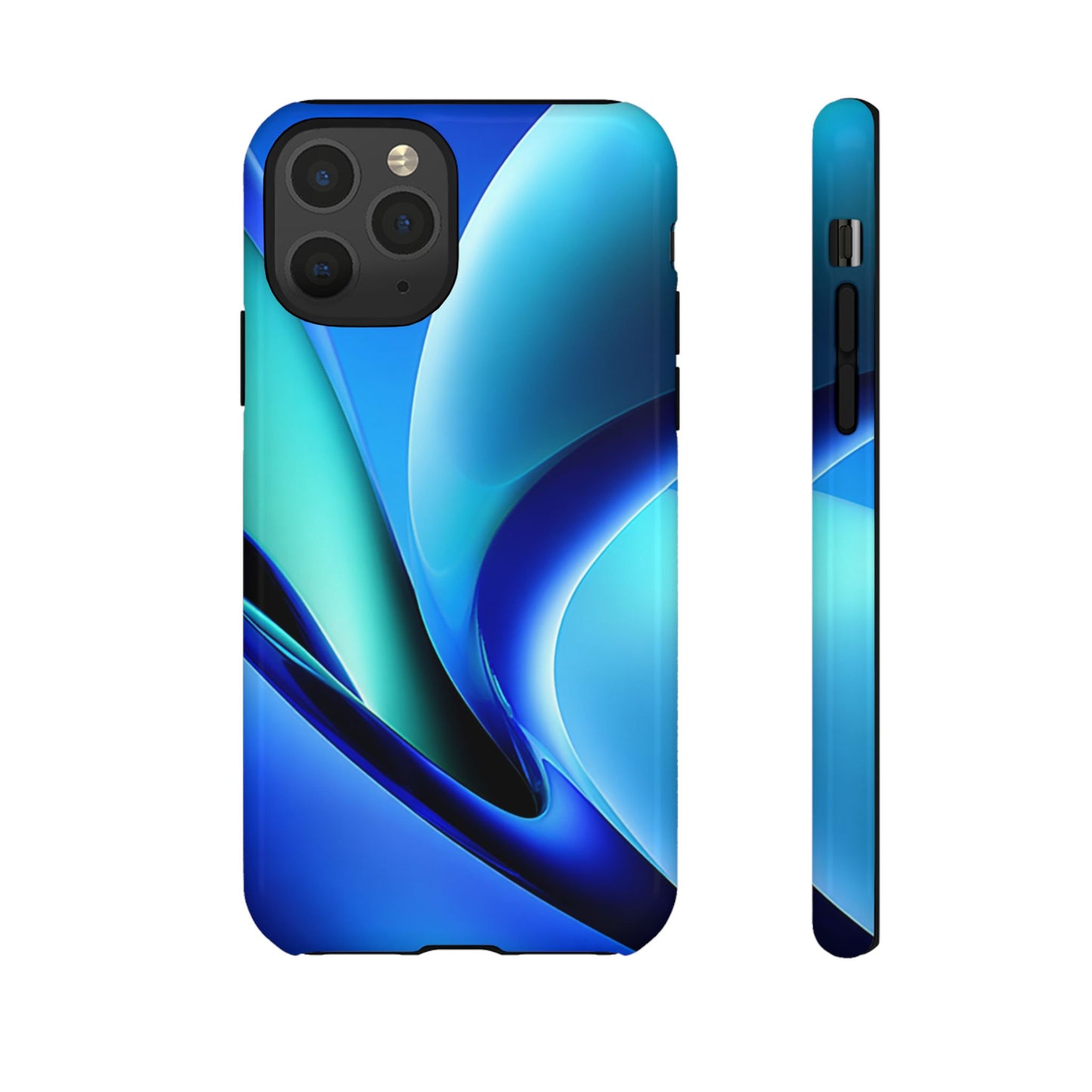 Abstract Blue/Turquoise Tough Phone Case – Compatible with iPhone & Samsung