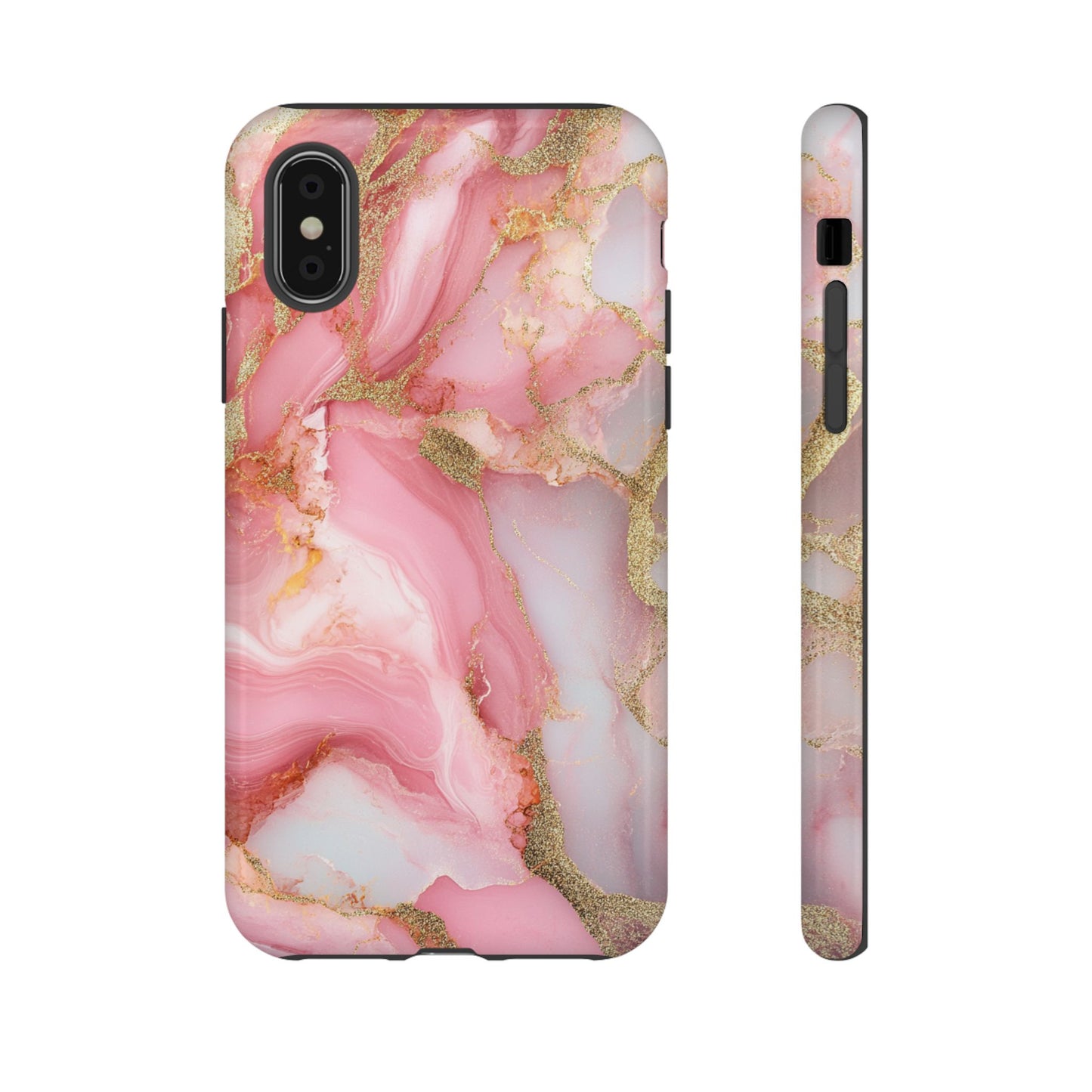 Pink and Gold Marbled Tough Phone Case, iPhone Case, Samsung Case