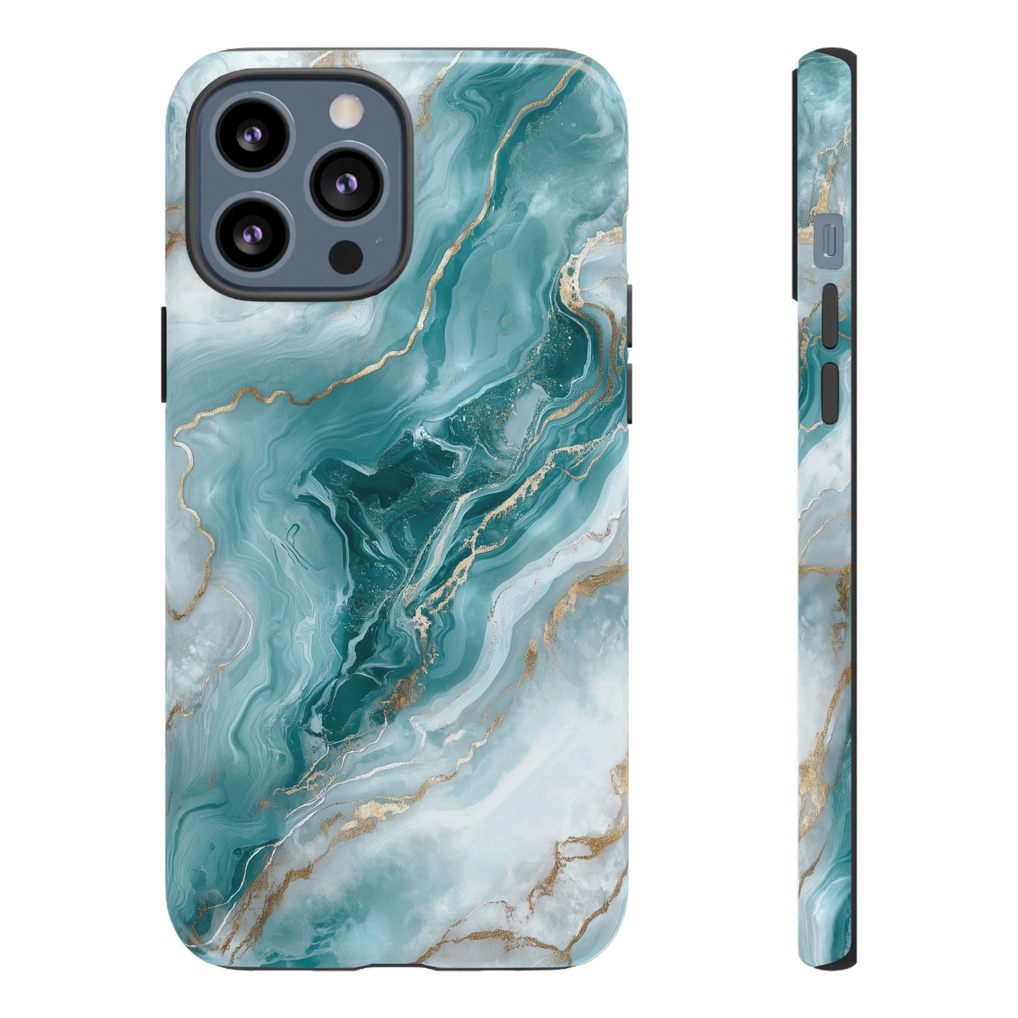 Stylish Turquoise Marbled Tough Phone Case for Ultimate Protection, iPhone or Samsung Phone Case