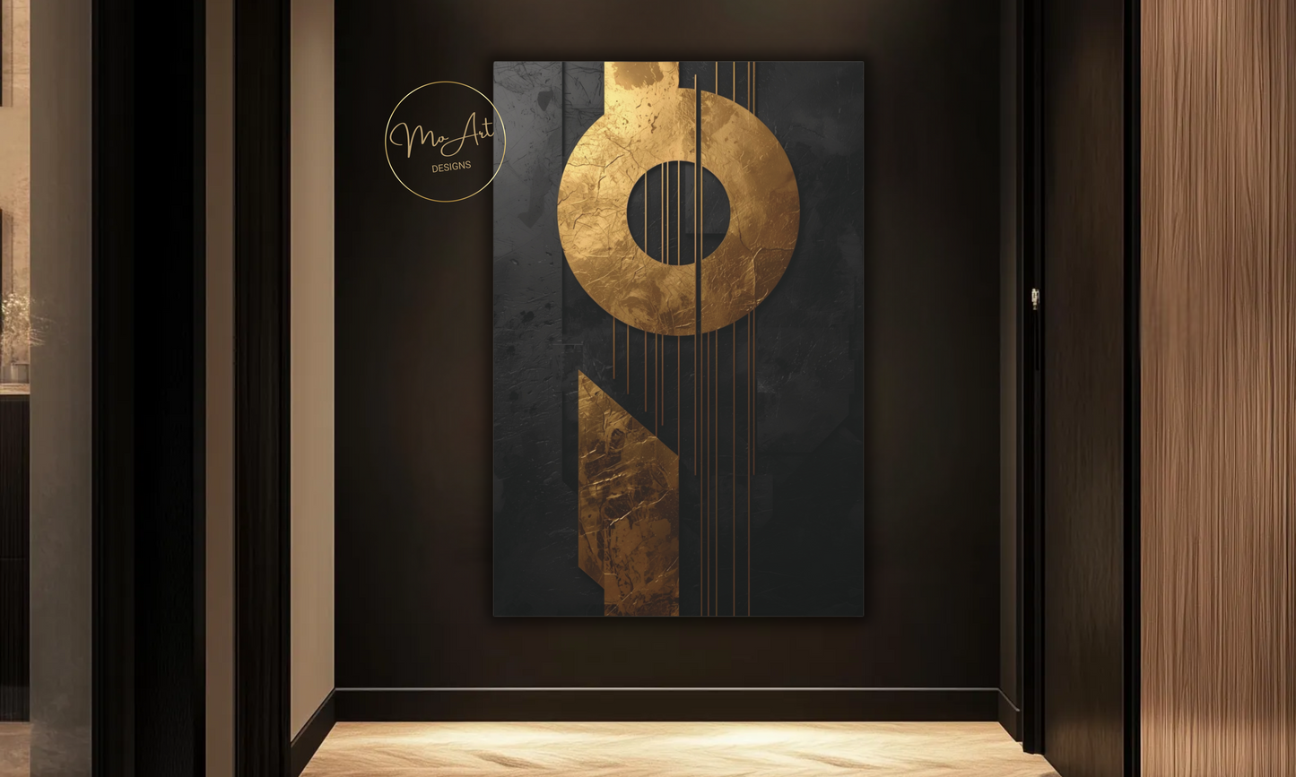 Gold & Black Geometric Canvas Wall Art