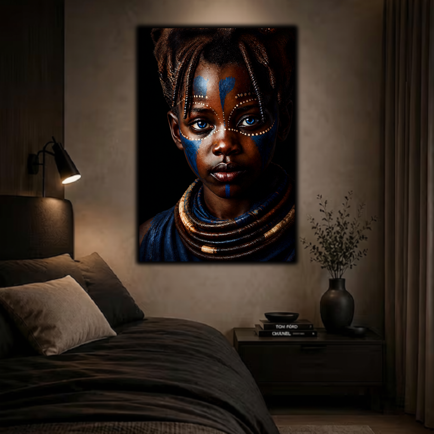 African Wall Art – African Girl with Blue Eyes Canvas Print | Luxury Afrocentric Decor