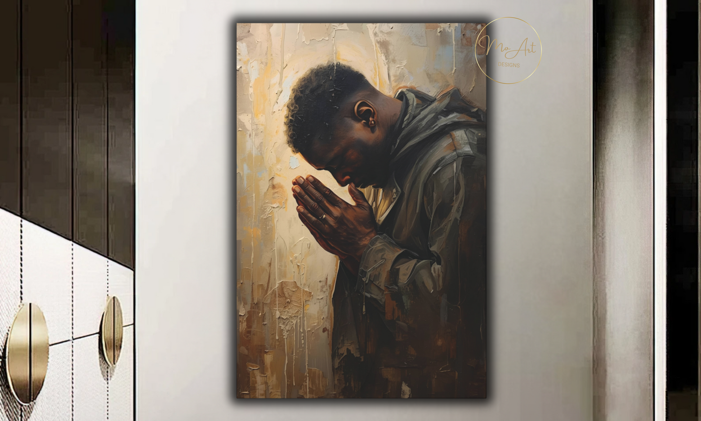 Black Man Praying - Canvas Wall Art
