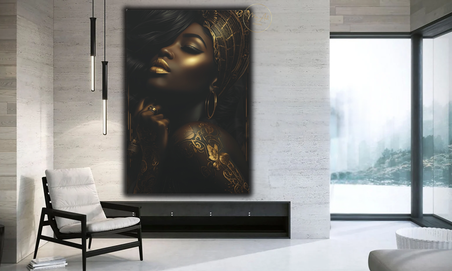 Black & Gold Illumination - Canvas Wall Art