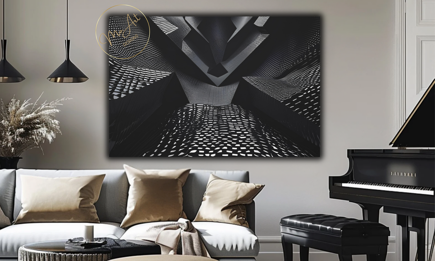 Black Futuristic Abstract  Canvas Wall Art