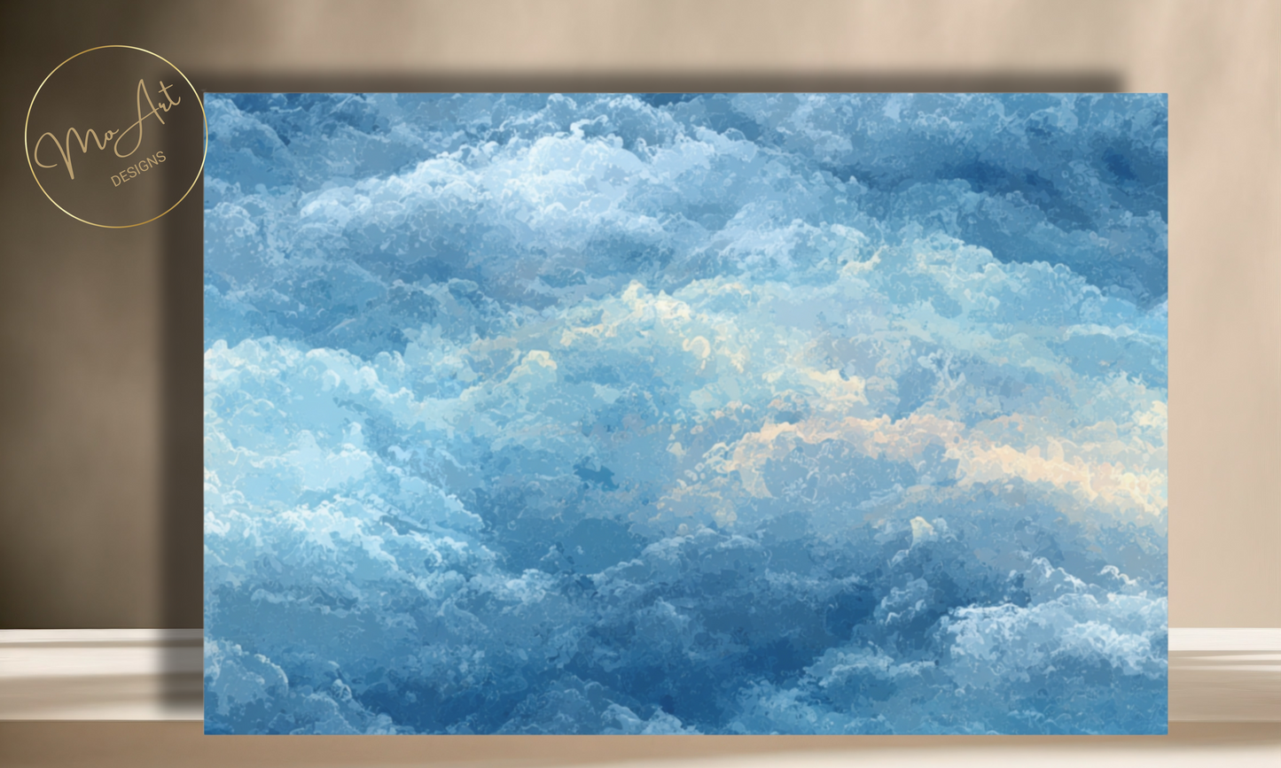 Abstract Blue Clouds Canvas Wall Art