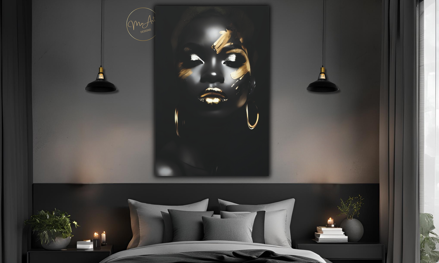 Black & Gold African Woman – Canvas Wall Art