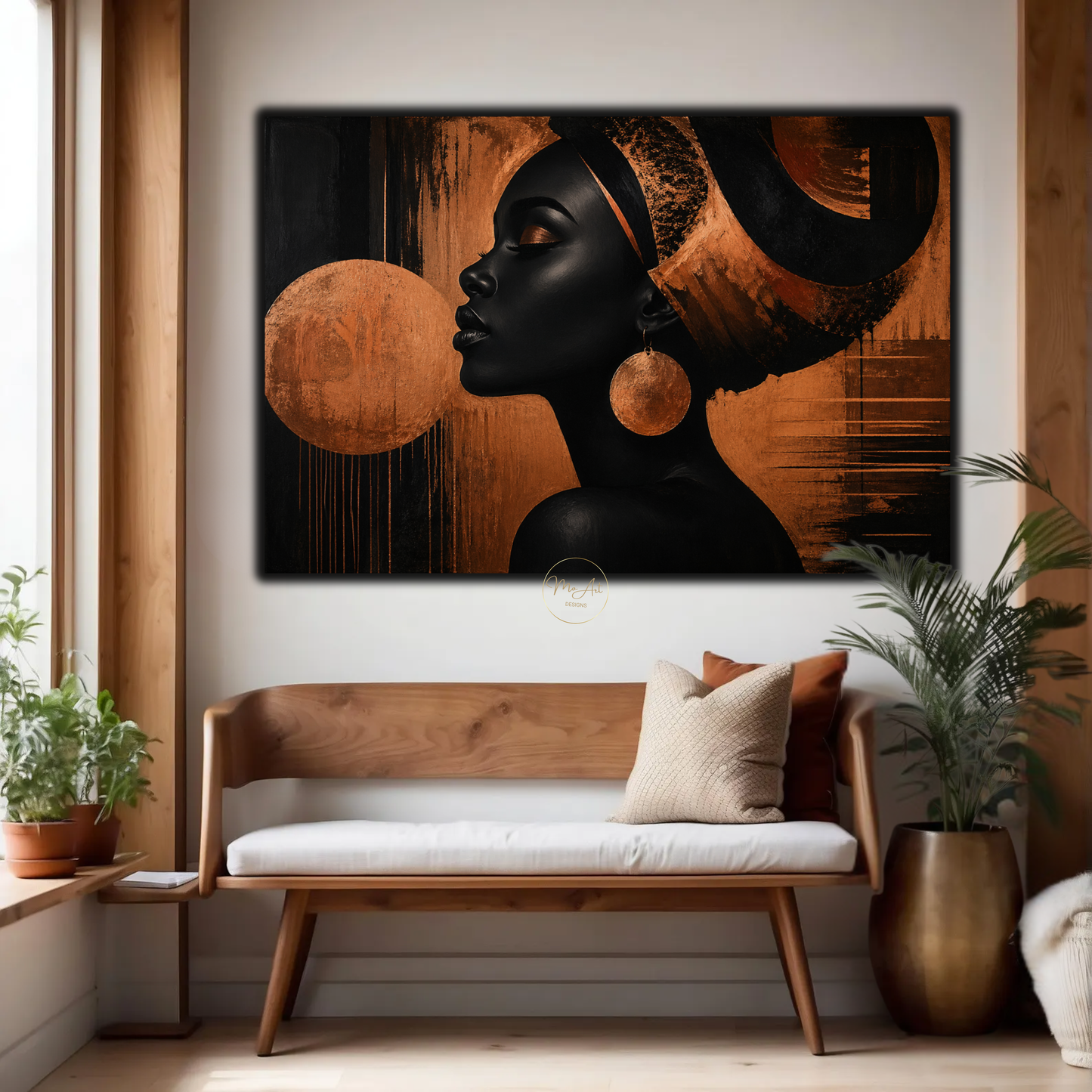 Black Woman Wall Art - Soulful Queen in Copper & Black Canvas Print