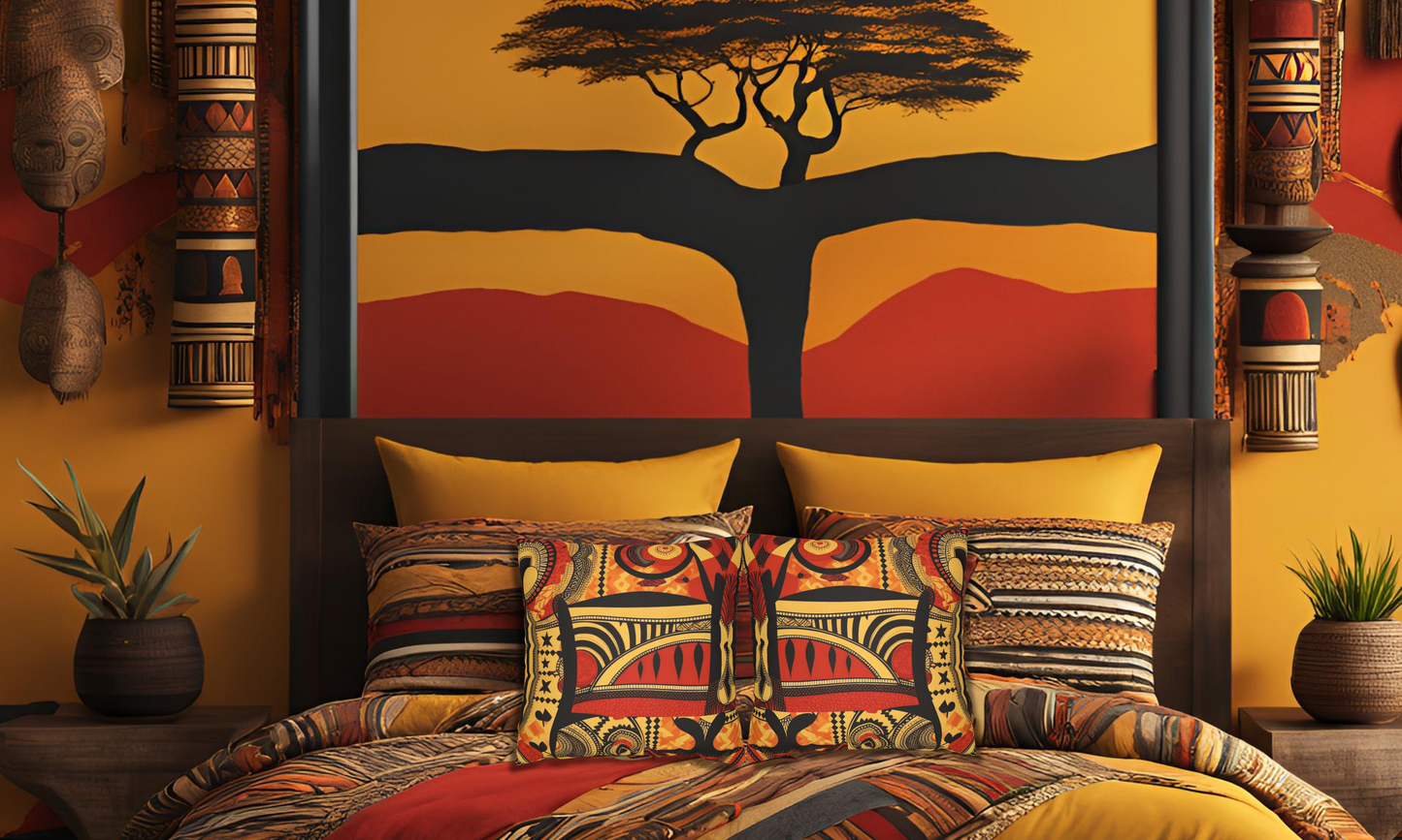 Decorative Abstract African Design Faux Suede Pillowcase