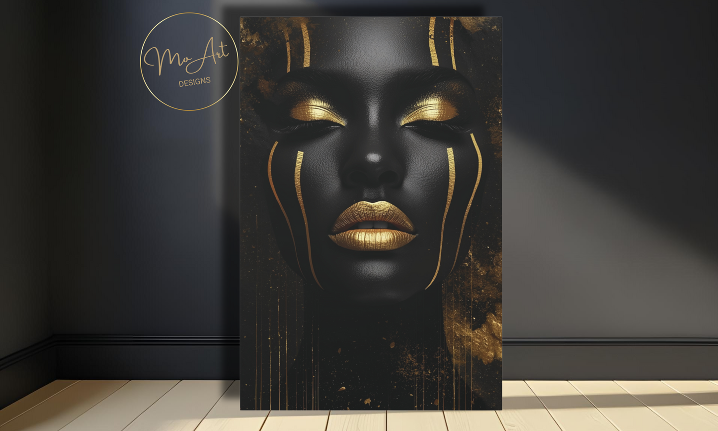 Black and Gold Woman Abstract – Luxury Canvas Wall Art