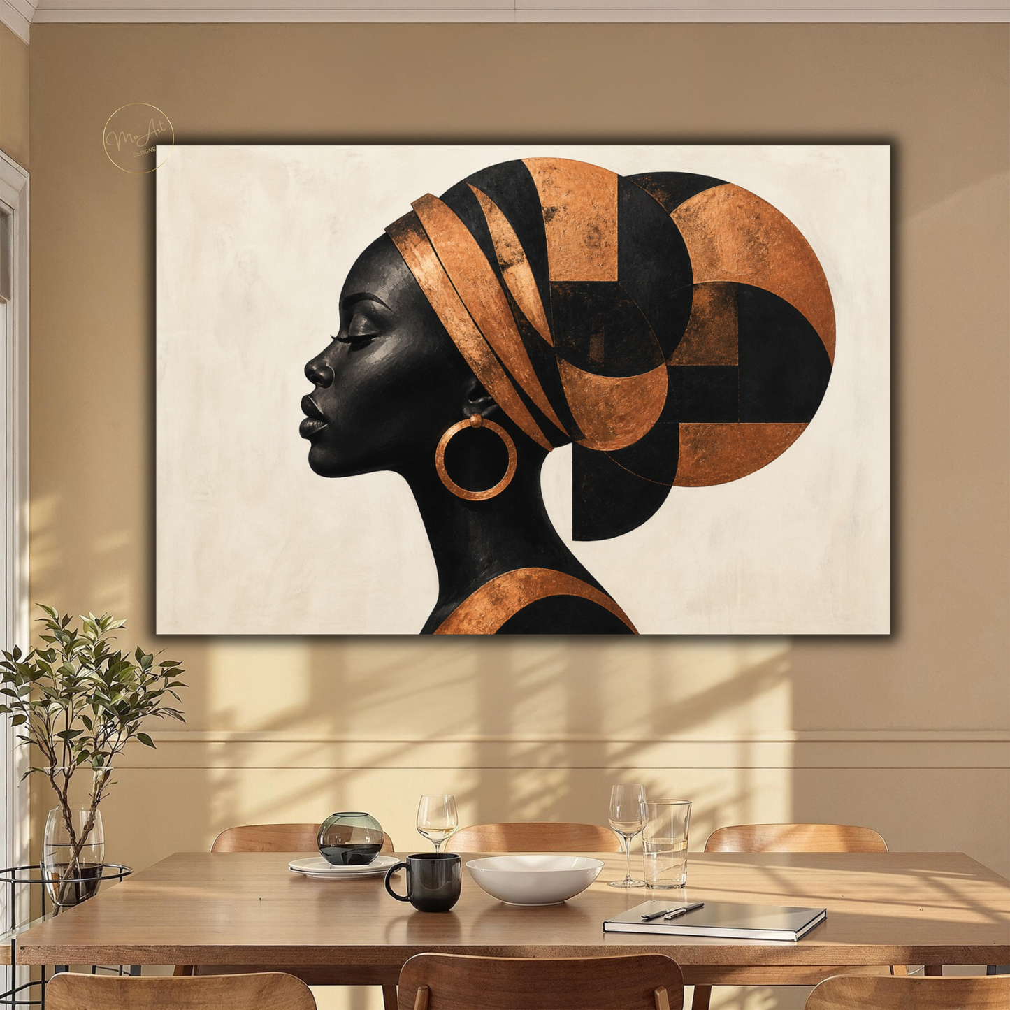 Black Woman Wall Art – Timeless Beauty | Abstract in Copper & Black Canvas Print