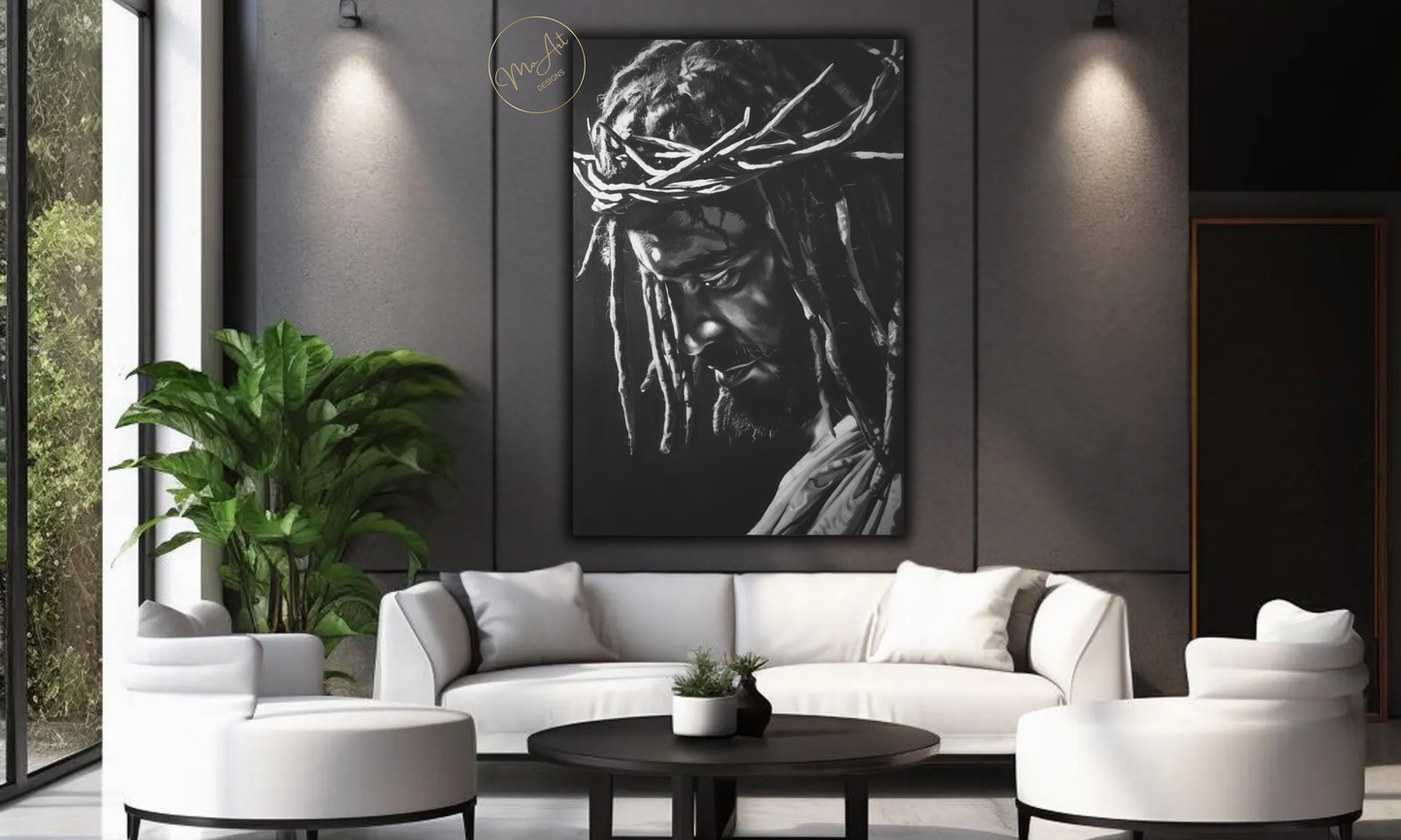 Black Jesus - Crown of Thorns Wall Art / Canvas Print