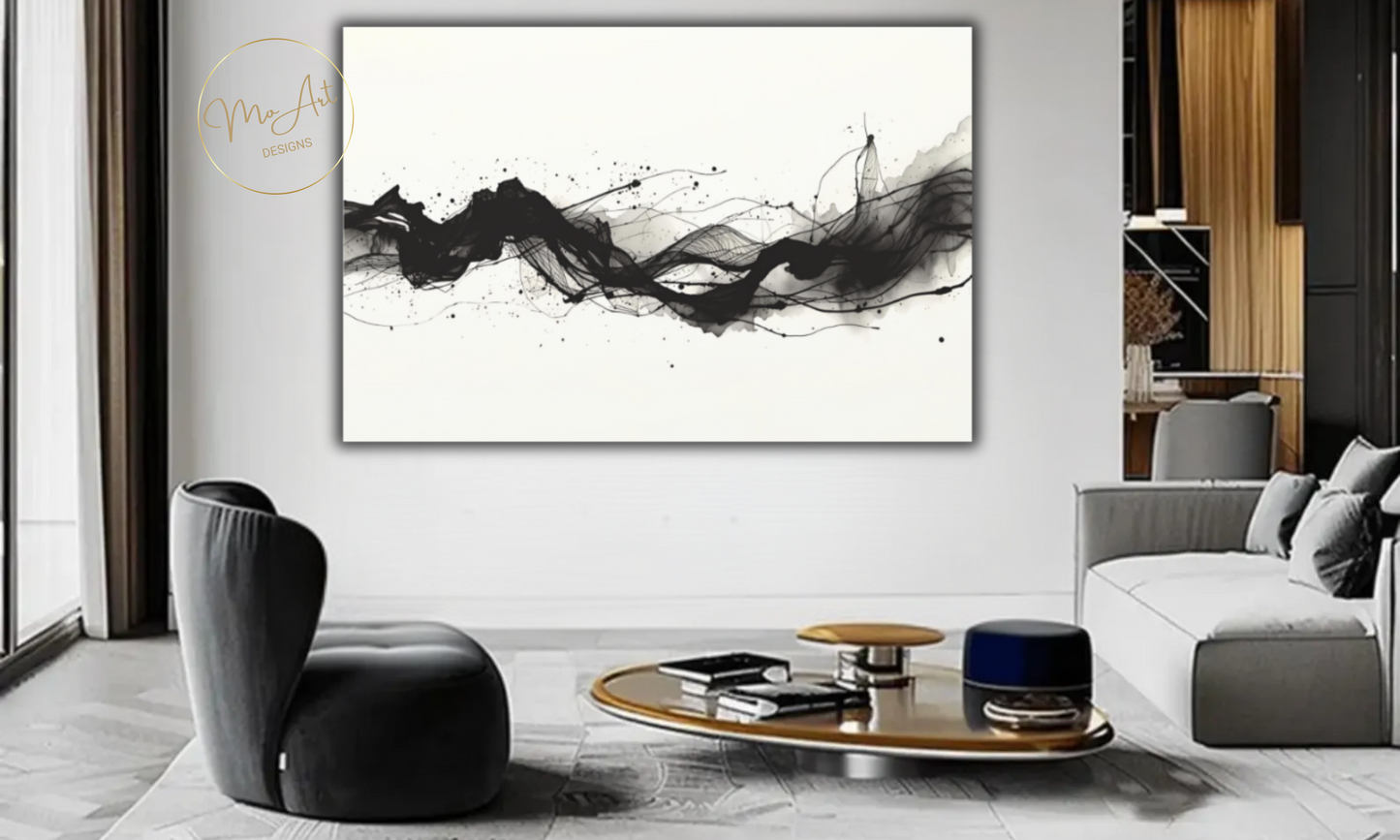 Abstract Black & White Minimalist Canvas Art