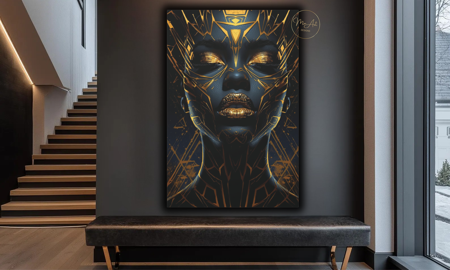 Black & Gold Woman Wall Art – Divine Authority / Canvas Print