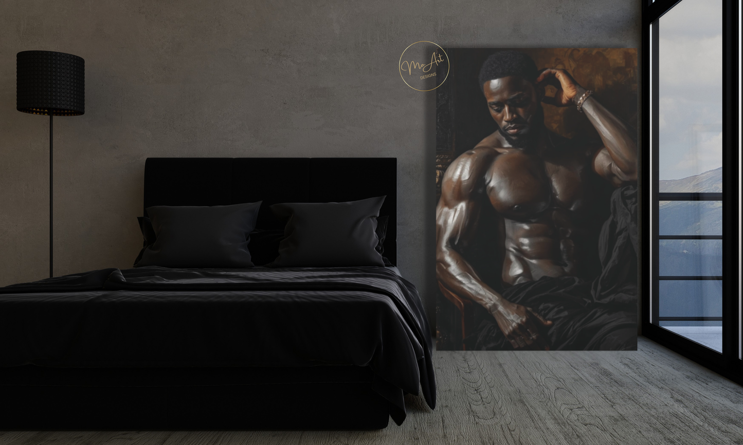 Midnight Strength – Sensual Black Man Wall Art / Canvas Print