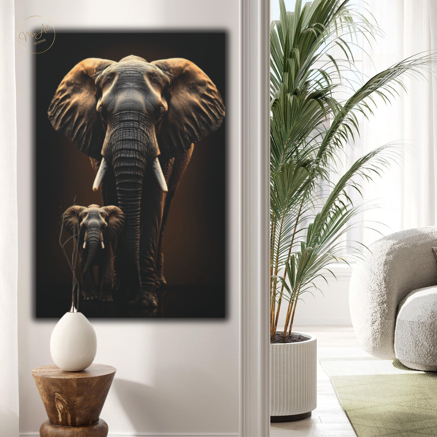 Black & Gold Elephant Wall Art – Unbreakable Bond / Canvas Print