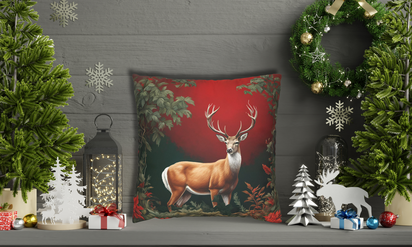 Enchanted Christmas Deer Decorative Faux Suede Pillow Cover