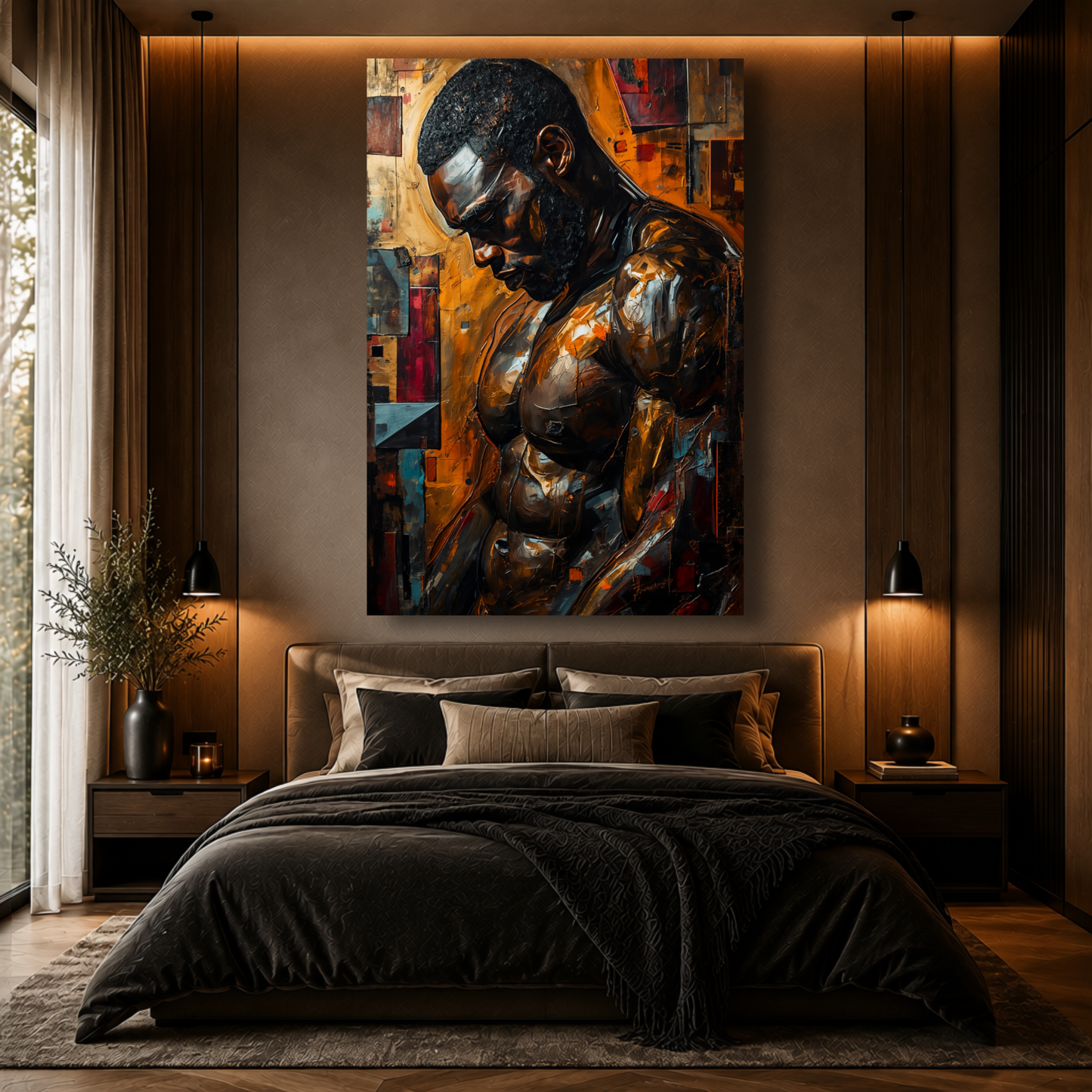 Black Man Wall Art | Abstract Colorful African American Canvas Print | Modern Home Decor