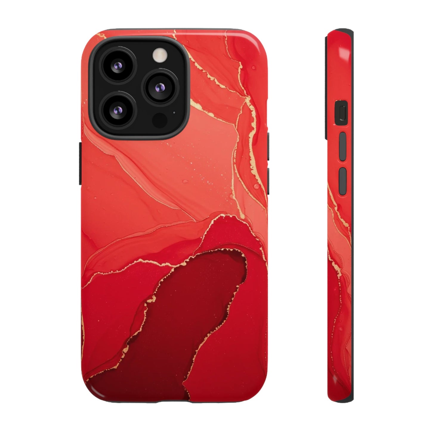 Red & Gold Marble Design - Tough Phone Case - iPhone or Samsung Phones